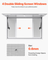 VEVOR Concession Window 1346x838 mm, Aluminum Alloy Service Window for Food Truck, Up to 85 Degrees Stand Serving Window with 4 Sliding Windows, Awning Door, and Drag Hook, for Concession Trailers - Side View