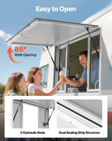 VEVOR Concession Window 1346x838 mm, Aluminum Alloy Service Window for Food Truck, Up to 85 Degrees Stand Serving Window with 4 Sliding Windows, Awning Door, and Drag Hook, for Concession Trailers - Top-Down View