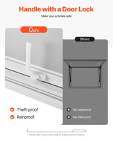 VEVOR Concession Window 1346x838 mm, Aluminum Alloy Service Window for Food Truck, Up to 85 Degrees Stand Serving Window with 4 Sliding Windows, Awning Door, and Drag Hook, for Concession Trailers - 45-Degree Angle