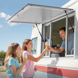 VEVOR Concession Window 1346x838 mm, Aluminum Alloy Service Window for Food Truck, Up to 85 Degrees Stand Serving Window with 4 Sliding Windows, Awning Door, and Drag Hook, for Concession Trailers - Low Angle