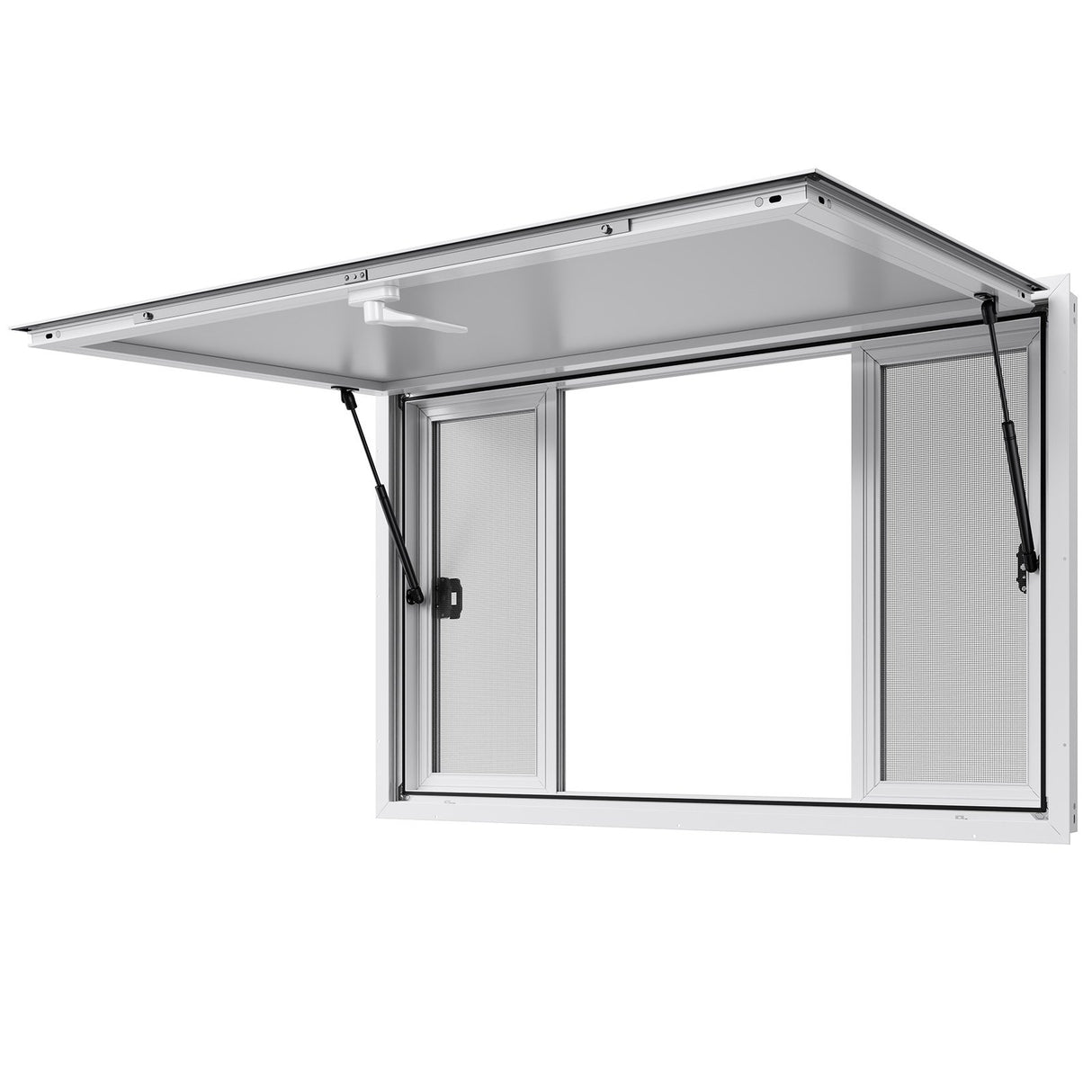 VEVOR Concession Window 1346x838 mm, Aluminum Alloy Service Window for Food Truck, Up to 85 Degrees Stand Serving Window with 4 Sliding Windows, Awning Door, and Drag Hook, for Concession Trailers