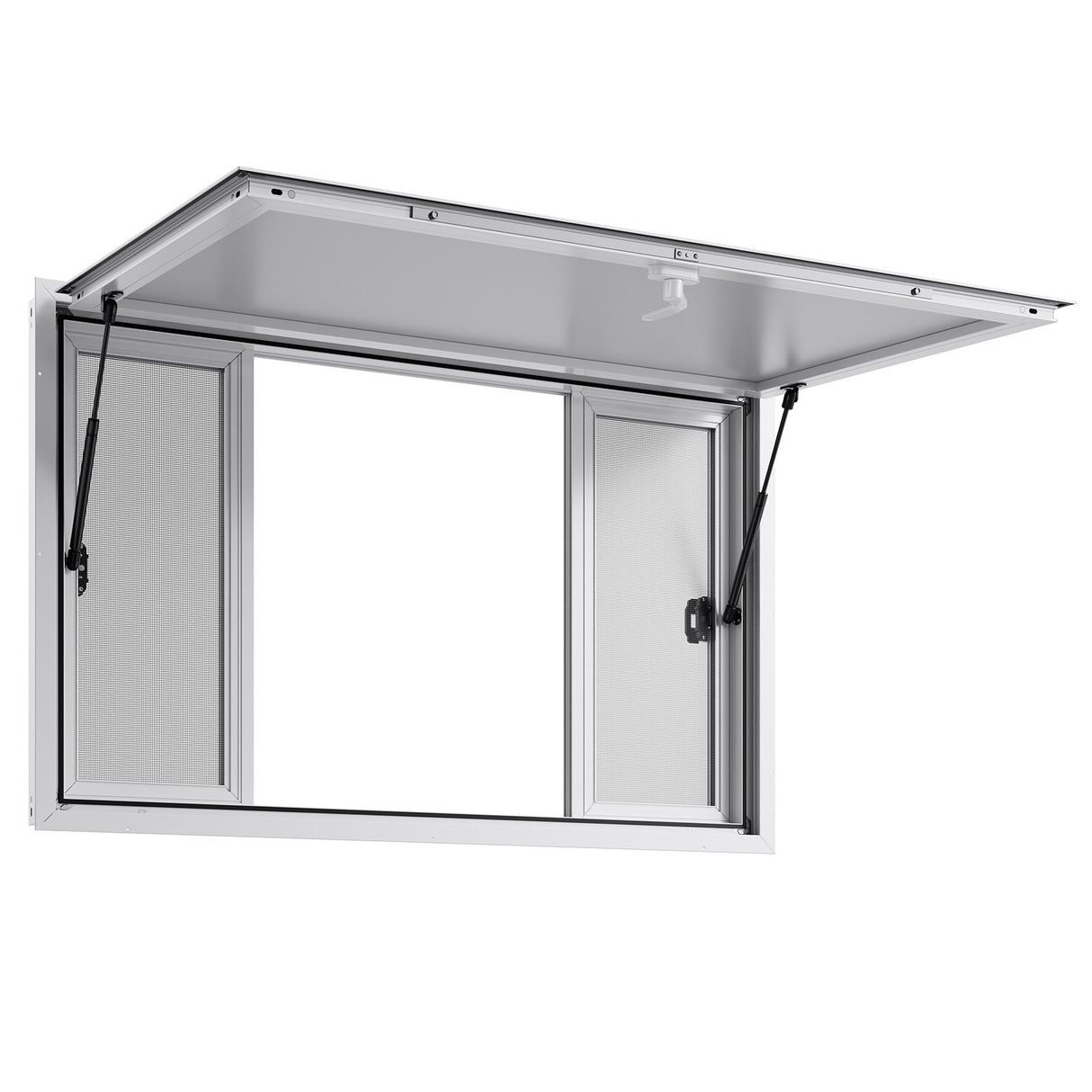 VEVOR Concession Window 1346x838 mm, Aluminum Alloy Service Window for Food Truck, Up to 85 Degrees Stand Serving Window with 4 Sliding Windows, Awning Door, and Drag Hook, for Concession Trailers