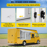 VEVOR Concession Window, 91.4 x 91.4 cm Aluminum Alloy Food Truck Service Window with 4 Horizontal Sliding Screen Windows & Awning Door & Drag Hook,