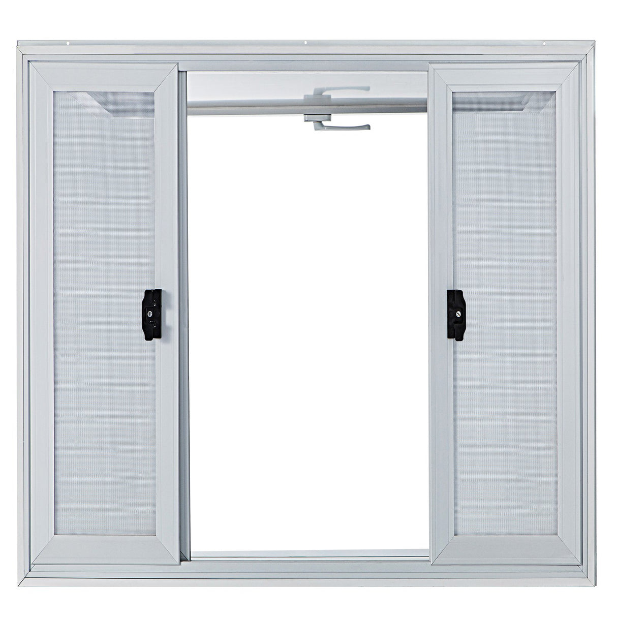 VEVOR Concession Window, 91.4 x 91.4 cm Aluminum Alloy Food Truck Service Window with 4 Horizontal Sliding Screen Windows & Awning Door & Drag Hook,