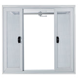 VEVOR Concession Window, 91.4 x 91.4 cm Aluminum Alloy Food Truck Service Window with 4 Horizontal Sliding Screen Windows & Awning Door & Drag Hook,