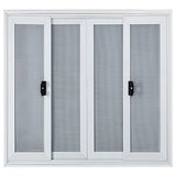 VEVOR Concession Window, 91.4 x 91.4 cm Aluminum Alloy Food Truck Service Window with 4 Horizontal Sliding Screen Windows & Awning Door & Drag Hook,