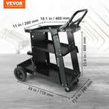 VEVOR Welding Cart, 3-Tier Welder Cart Heavy Duty with 400 Lbs Weight Capacity, 360° Swivel Wheels,