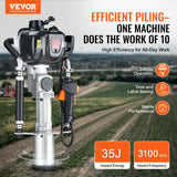 VEVOR 37.77cc Gas-Powered T Post Driver 4-Stroke Fence Piling Pounder w/ 3 Head - Front View