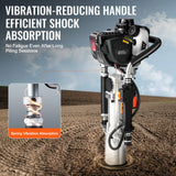 VEVOR 37.77cc Gas-Powered T Post Driver 4-Stroke Fence Piling Pounder w/ 3 Head - 45-Degree Angle