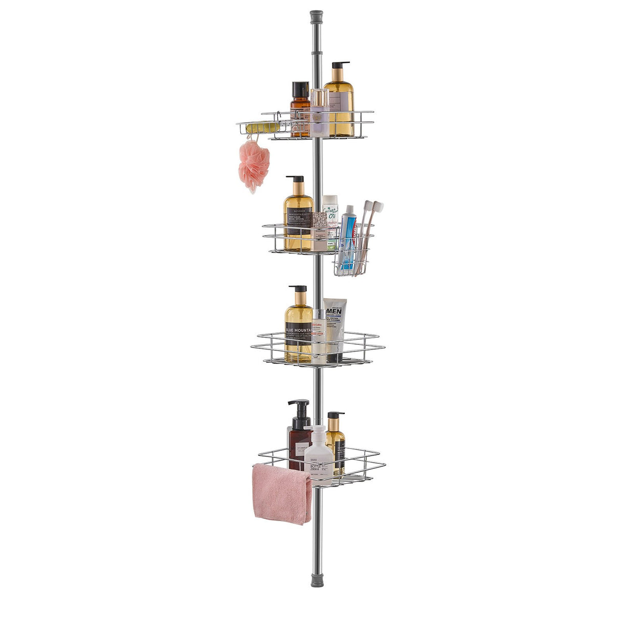 VEVOR 42" to 114" High Shower Corner Caddy Tension Pole Rust-Proof Tension Pole