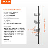 VEVOR 39" to 125" High Shower Corner Caddy Tension Pole Rust-Proof Tension Pole