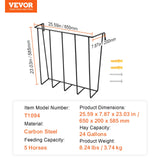 VEVOR Livestock Hay Feeder 24 Gallons Wall Mounted Goat Hay Rack for Horses - Close-Up Angle