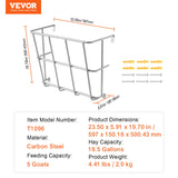 VEVOR Livestock Hay Feeder 18.5 Gallons Wall Mounted Goat Hay Rack for Horses - Close-Up Angle