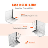 VEVOR Goat Hay Feeder, 21 Gallons Large Capacity, 2 in 1 Hay and Grain Feeder, Wall Mounted Livestock Feeder with Feed Tray, Multiple Sided Goat Hay Rack, Sturdy Steel Hay Rack for Sheep Horses - Rear View