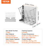 VEVOR Goat Hay Feeder, 21 Gallons Large Capacity, 2 in 1 Hay and Grain Feeder, Wall Mounted Livestock Feeder with Feed Tray, Multiple Sided Goat Hay Rack, Sturdy Steel Hay Rack for Sheep Horses - Close-Up Angle