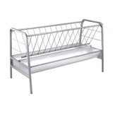 Livestock Hay Feeder, 2 in 1 Grain & Hay Feeder, 300L Capacity, 147 cm Long Goat Pasture Feeding with Deeper Feeding Pan, Heavy Duty Steel Grain Holder for Sheep Sheds, Farms, Horse Barns, Yards