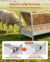 Livestock Hay Feeder, 2 in 1 Grain & Hay Feeder, 300L Capacity, 147 cm Long Goat Pasture Feeding with Deeper Feeding Pan, Heavy Duty Steel Grain Holder for Sheep Sheds, Farms, Horse Barns, Yards - Top-Down View