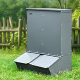 VEVOR Hog Feeder 3.7 Bushel Metal Double Door Pig Feeder Feeding up to 8 Hogs - Close-Up Angle