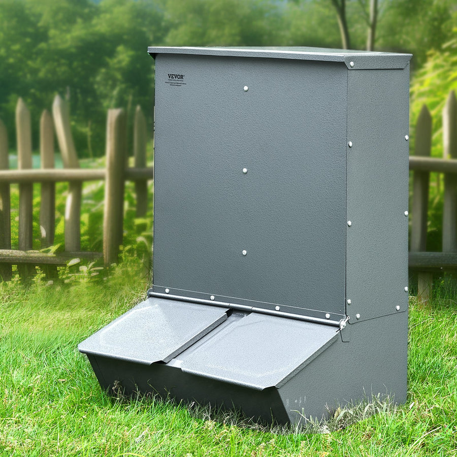 VEVOR Hog Feeder 3.7 Bushel Metal Double Door Pig Feeder Feeding up to 8 Hogs, image 7