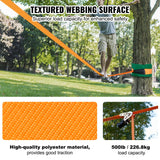 VEVOR Slackline Kit with Training Line, 18.3m Backyard Slack Line Equipment, Easy Setup Tight Rope for Kids Adults, Complete Slackline Set with Tree Protectors, Arm Trainer, Carry Bag, and Instruction - Top-Down View