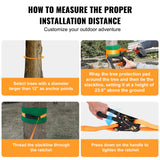 VEVOR Slackline Kit with Training Line, 18.3m Backyard Slack Line Equipment, Easy Setup Tight Rope for Kids Adults, Complete Slackline Set with Tree Protectors, Arm Trainer, Carry Bag, and Instruction - Rear View