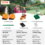 VEVOR Slackline Kit with Training Line, 18.3m Backyard Slack Line Equipment, Easy Setup Tight Rope for Kids Adults, Complete Slackline Set with Tree Protectors, Arm Trainer, Carry Bag, and Instruction - Close-Up Angle