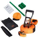 VEVOR Slackline Kit with Training Line, 18.3m Backyard Slack Line Equipment, Easy Setup Tight Rope for Kids Adults, Complete Slackline Set with Tree Protectors, Arm Trainer, Carry Bag, and Instruction - Extra Image