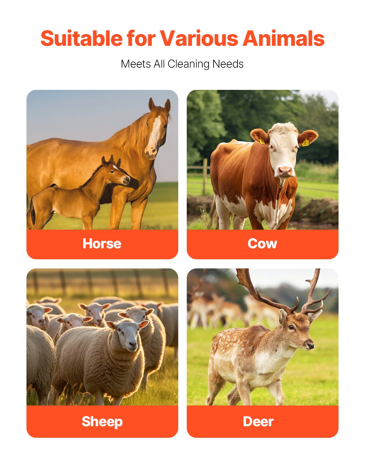 VEVOR Livestock Scratching Brush 3Pcs Itch Relief Horse Scratcher Brush 17.1 in