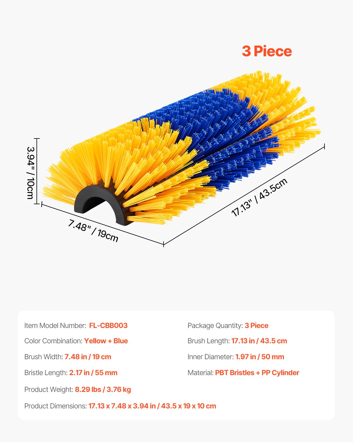 VEVOR Livestock Scratching Brush 3Pcs Itch Relief Horse Scratcher Brush 17.1 in