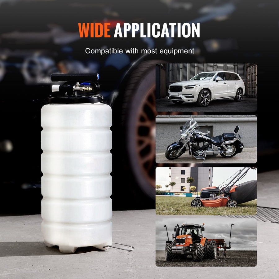 Fluid Extractor, 15 Liters Capacity, Pneumatic/Manual Oil Changer Vacuum Fluid Extractor with Dipstick and Liquid Suction Hose, Oil Extractor Change Pump for Automotive Fluids Vacuum Evacuation