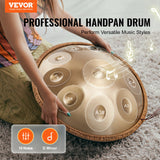 VEVOR Handpan Drum 22 in 10 Notes D Minor Hand Drum Instrument with Mallet - Front View