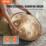 VEVOR Handpan Drum 22 in 12 Notes D Minor Hand Drum Instrument with Mallet - Front View