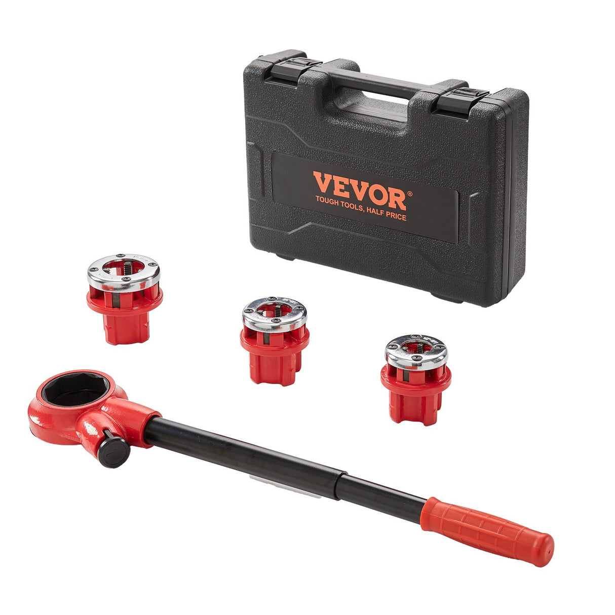 VEVOR Ratchet Pipe Threader Kit, 1/2" NPT, 3/4" NPT, 1" NPT Manual Ratcheting Pipe Threader, Portable Pipe Threading Tool Set with 3PCS NPT Dies,