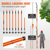 VEVOR Manual Pole Saw, 2.24 m-8.24 m Extendable Tree Pruner, Sharp Steel Blade High Branches Trimming, Manual Branch Trimmer with Lightweight 8 Fiberglass Handles, for Pruning Palms and Shrubs - Side View