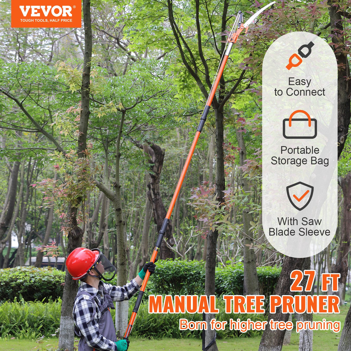 VEVOR Manual Pole Saw, 2.24 m-8.24 m Extendable Tree Pruner, Sharp Steel Blade and Scissors High Branches Trimming, Branch Trimmer with Lightweight 8