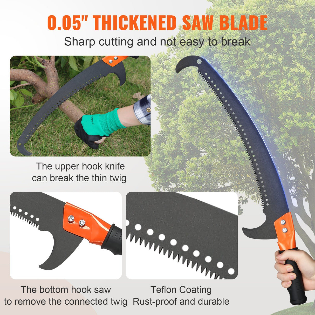 VEVOR Manual Pole Saw, 2.24 m-8.24 m Extendable Tree Pruner, Sharp Steel Blade and Scissors High Branches Trimming, Branch Trimmer with Lightweight 8