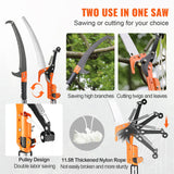 VEVOR Manual Pole Saw, 2.24 m-8.24 m Extendable Tree Pruner, Sharp Steel Blade and Scissors High Branches Trimming, Branch Trimmer with Lightweight 8 Fiberglass Handles, for Pruning Palms and Shrubs - Top-Down View