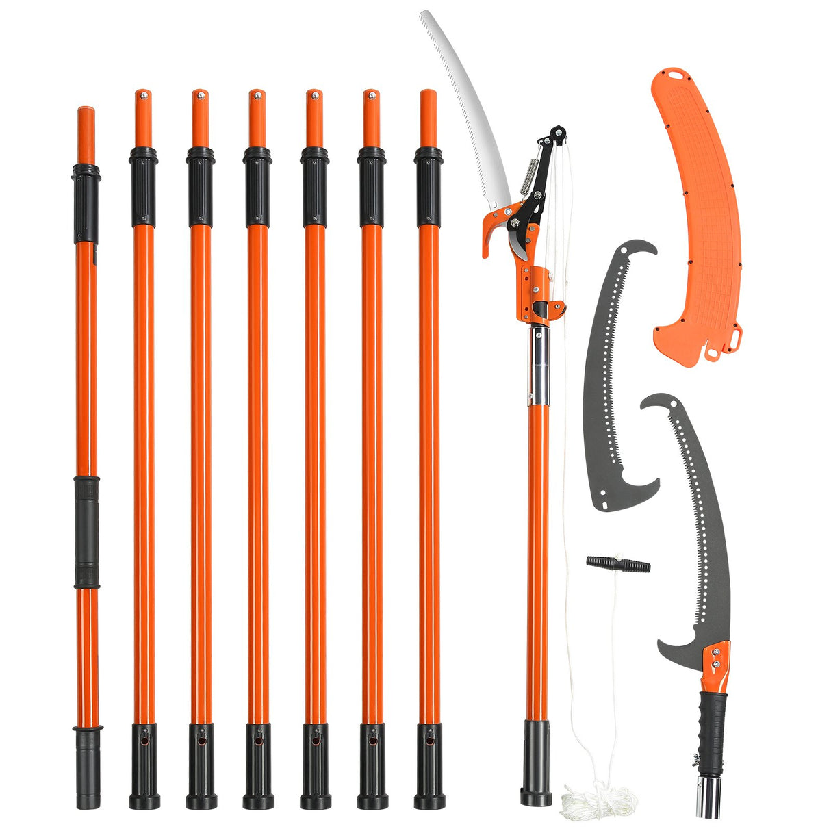 VEVOR Manual Pole Saw, 2.24 m-8.24 m Extendable Tree Pruner, Sharp Steel Blade and Scissors High Branches Trimming, Branch Trimmer with Lightweight 8