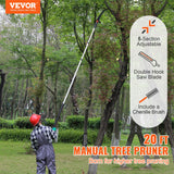 VEVOR Manual Pole Saw Extendable Tree Pruner 1.5 m-6.1 m Aluminum Alloy Pole - Front View