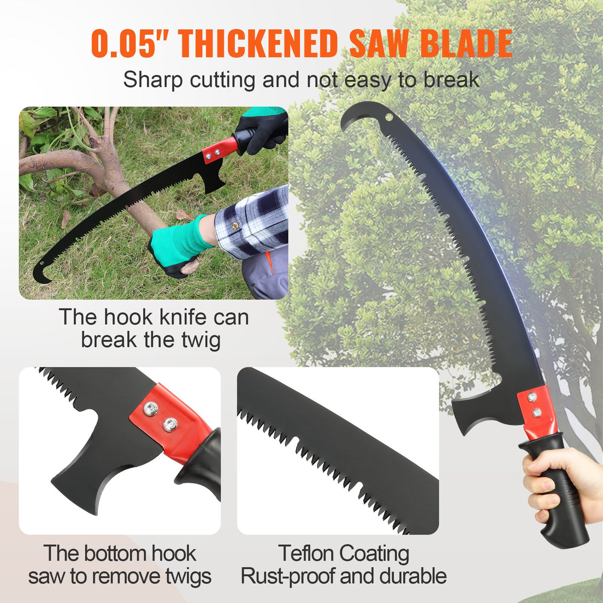 VEVOR Manual Pole Saw Extendable Tree Pruner 1.5 m-6.1 m Aluminum Alloy Pole