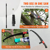 VEVOR Manual Pole Saw Extendable Tree Pruner 1.5 m-6.1 m Aluminum Alloy Pole - Rear View