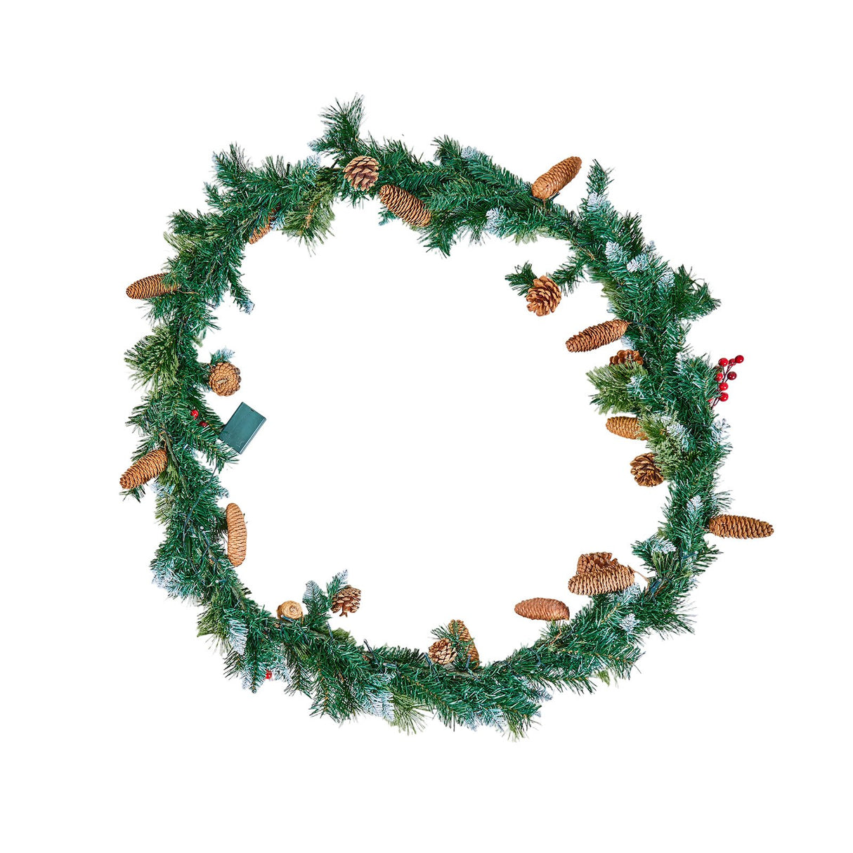 VEVOR Christmas Garland, 2750mm Artificial Christmas Garland with Light String, Faux Greenery Decoration with Berry Clusters, Pine Needles, Pine Cones, Realistic Xmas Collection for Mantel Fireplace