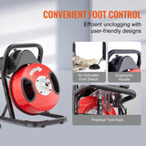 VEVOR Drain Cleaner Machine 50FT x 1/2Inch Manual Feed Snake Auger with 4 Cutter - Rear View