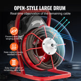 VEVOR Drain Cleaner Machine Drain Auger 75FT x 1/2 Inch Manual Feed & 4 Cutters - Top-Down View