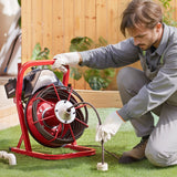 VEVOR Drain Cleaner Machine Drain Auger 50FT x 3/8 Inch Manual Feed & 4 Cutters - Low Angle
