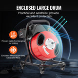 VEVOR Drain Cleaner Machine 50FT x 1/2 Inch Manual Feed Snake Auger with Wheels - Top-Down View