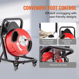 VEVOR Drain Cleaner Machine 50FT x 1/2 Inch Manual Feed Snake Auger with Wheels - Rear View