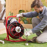 VEVOR Drain Cleaner Machine Drain Auger 75FT x 3/8 Inch Manual Feed & 4 Cutters - Low Angle