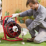 VEVOR Drain Cleaner Machine Drain Auger 50FT x 1/2 Inch Manual Feed & 4 Cutters - Low Angle