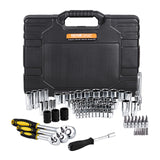 VEVOR 121-Piece Mechanics Tool Set 1/4" 3/8" 1/2" Drive Sockets SAE and Metric